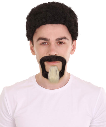 HPO Men's Black and Blonde Beard Set | Perfect for Halloween | Flame-retardant Synthetic Fiber