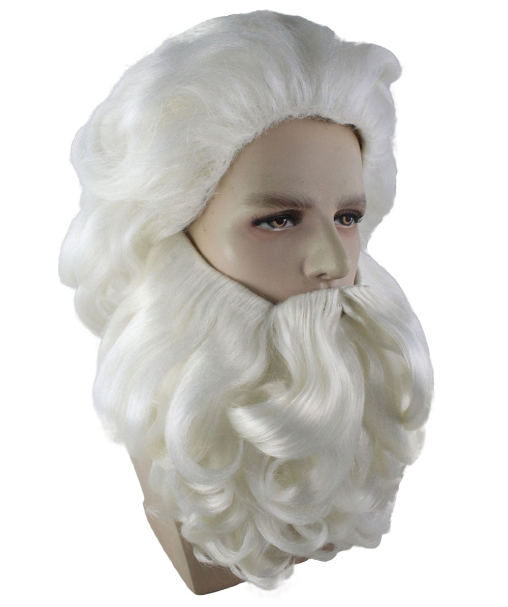 Professional Men's Santa Wig And Full Beard Set |  Multiple Color Merry Christmas Wigs | Premium Breathable Capless Cap