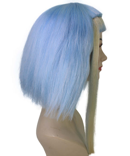 Women’s Light Blue Bob-styled Highlighter Haired Portraits Wig, Non-flammable Synthetic Fiber Wig | HPO