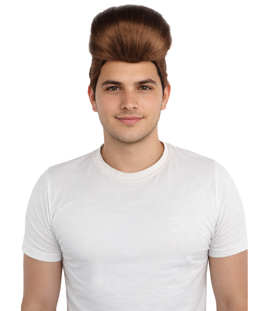 Men's Retro 80s Flat Top Wig | High Volume Pompadour Mullet, Synthetic Fiber & Internal Mesh Cap | Halloween, Cosplay, 1980s Theme Party & Stage Performance | Multicolor Options