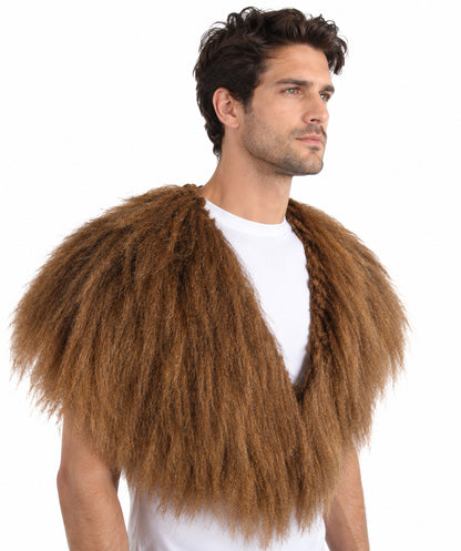 HPO Unisex Vikings Norsemen Dark Brown Fur Faux Mantle | Flame-retardant Synthetic Fiber, Fancy Accessory