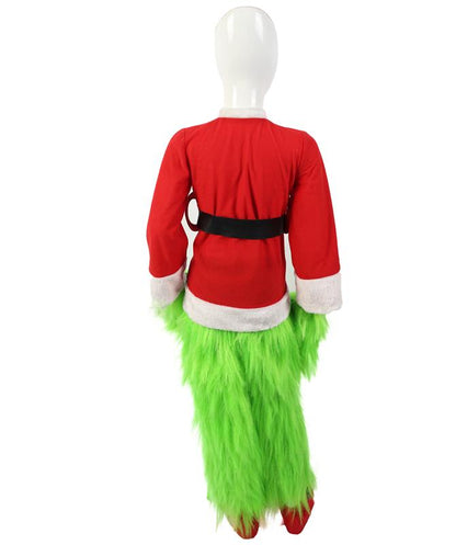 Teen Men’s Festive Furry Creature Multicolor Thief Christmas Costume Set with all accessories | Cosplay Hat and Beard | Flame-retardant Synthetic Fiber