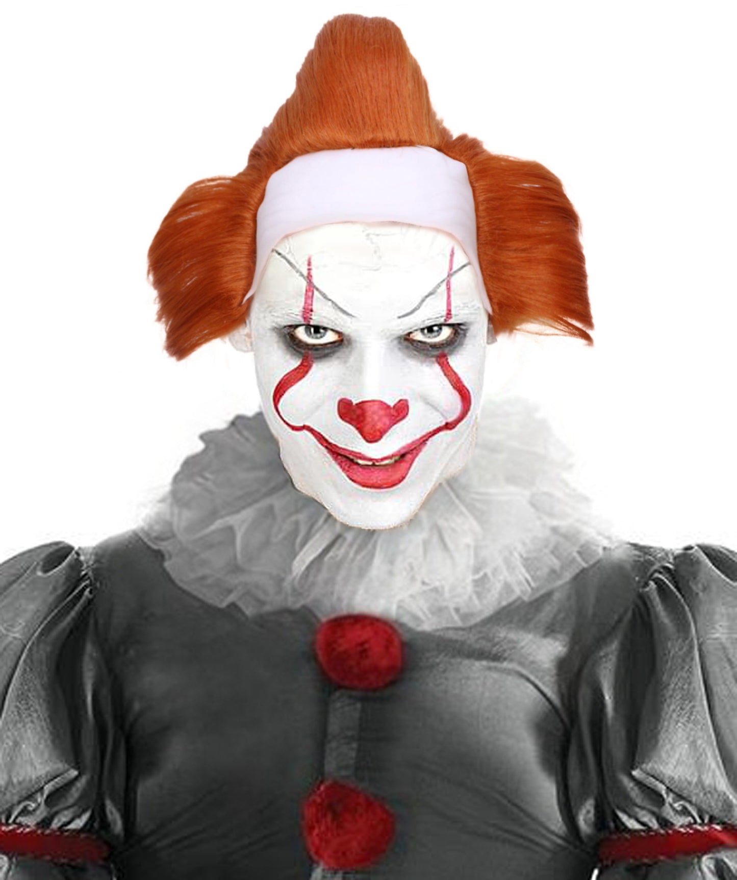 Mad Clown Horror Wig | Men's The Dancing Clown Orange Bald Cap