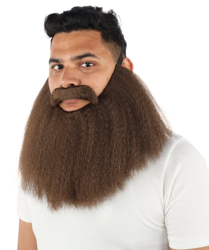 HPO Men’s Viking Beard & Mustache Set – Warrior Facial Hair Accessory | Multicolor Options | Ideal for Sea Giant Look, Mythical Barbarian Roleplay, Halloween & Cosplay