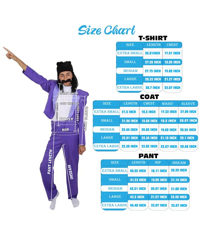 80's Rock Star | Dark Purple Suit with Mock Turtle Neck | Premium Halloween Costume