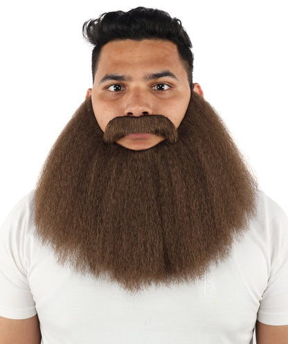 HPO Men’s Viking Beard & Mustache Set – Warrior Facial Hair Accessory | Multicolor Options | Ideal for Sea Giant Look, Mythical Barbarian Roleplay, Halloween & Cosplay