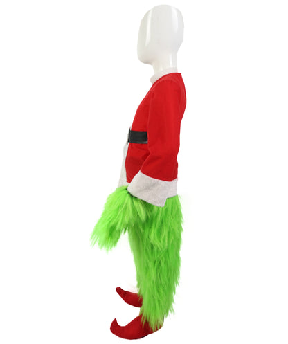 Teen Men’s Festive Furry Creature Multicolor Thief Christmas Costume Set with all accessories | Cosplay Hat and Beard | Flame-retardant Synthetic Fiber