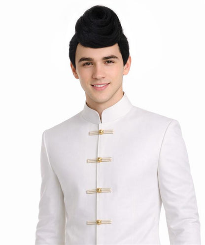 HPO Men's Anime Series Character Black Retro Pompadour Wig I Flame-retardant Synthetic Fiber