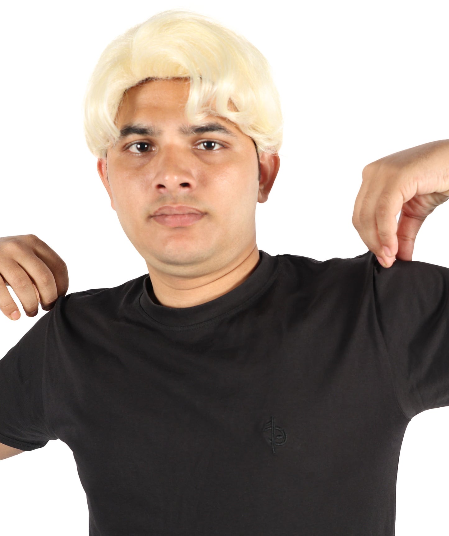 HPO Adult Men’s Short Layered K-Pop Style Blonde Wig - Clean Cut Performance Hairpiece with Modern Shape | Fits Naturally into Cosplay, Stage Looks, Halloween & Theme Events