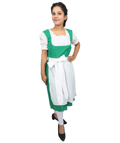 HPO Women's Green & White German Costume – German Traditional Party Dress Classic Dirndl Style