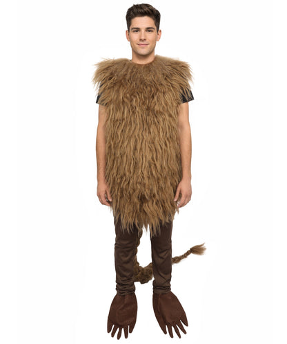 Adult Brown Furry Monster Costume Bundle & Mask Set with Tail | Bodysuit with Head Mask for Men | for Halloween, Cosplay & Themed Parties