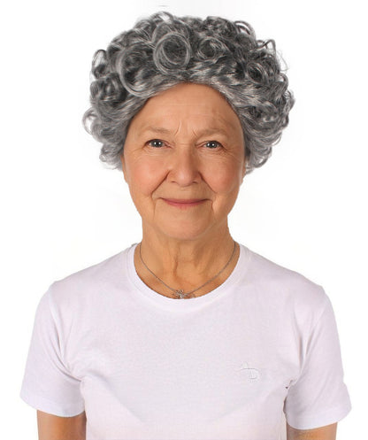 HPO Women's Short Grey Curly Wig | Flame-retardant Synthetic Fiber | Standard  Wig Cap