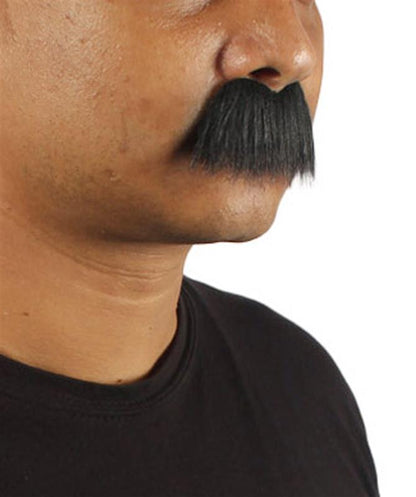 Mens Short Fluffy Black Bros Mustache - Stage ready mustache perfect for Fancy, drag, and performance