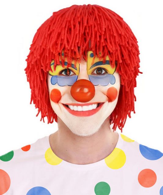HPO Men's Medium Red  Wig, Perfect for Halloween, Flame-retardant Synthetic Fiber
