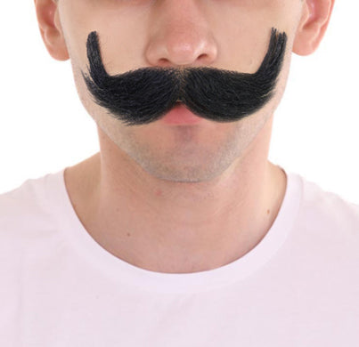 HPO Adult Men HANDLEBAR Tash – Multiple  Handlebar Mustache, Self-Adhesive Lightweight Synthetic Fiber Perfect for Cosplay and Themed Events