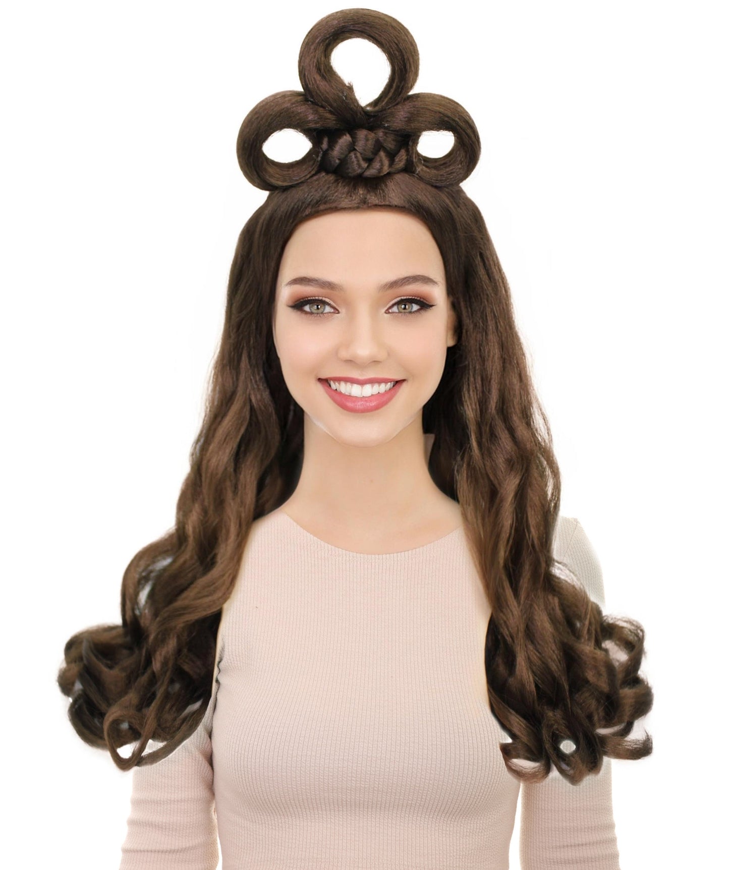 HPO Women's Long Curl Wig with Ring , Multiple Color Options , Flame-retardant Synthetic Fiber