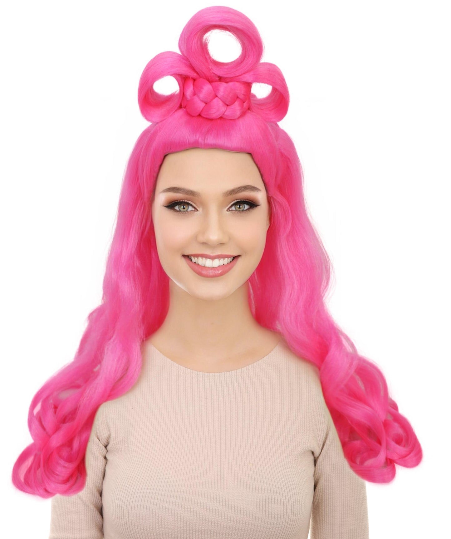 HPO Women's Long Curl Wig with Ring , Multiple Color Options , Flame-retardant Synthetic Fiber