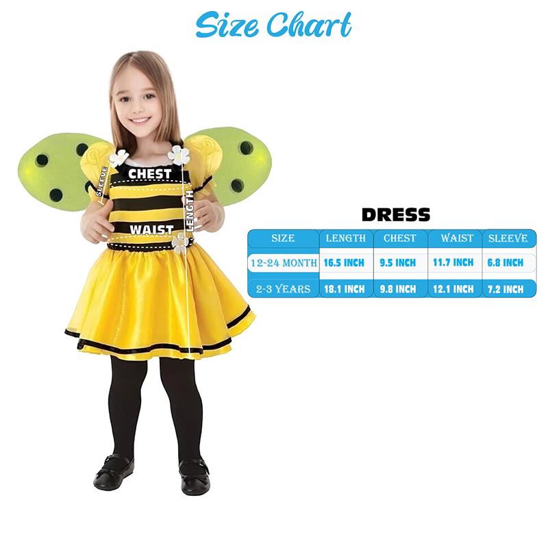HPO Baby Cute and Cozy Bumblebee Yellow & Black Striped Bee Costume | Suitable for Halloween | Flame-retardant Synthetic Fabric