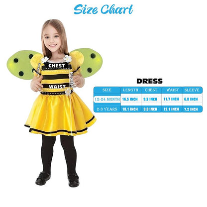 HPO Baby Cute and Cozy Bumblebee Yellow & Black Striped Bee Costume | Suitable for Halloween | Flame-retardant Synthetic Fabric