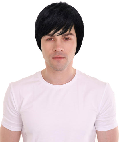 HPO Adult Men's Black Short Hair Wigs Tokyo Revengers Anime Harajuku Cosplay Hairpiece, Adjustable Cap for Comfort & Secure Fit