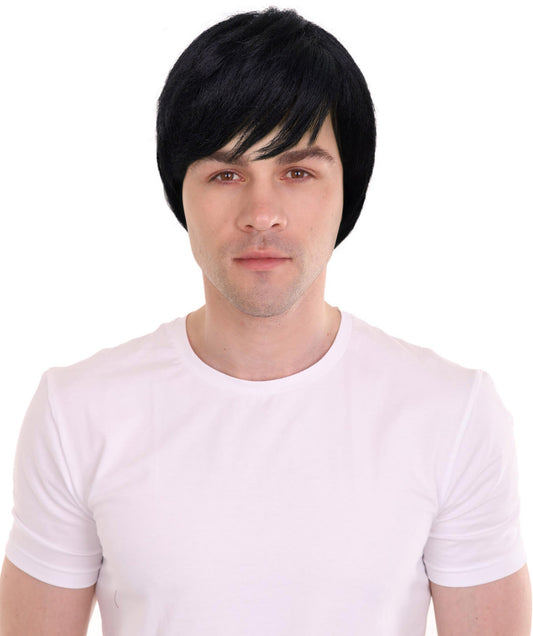 HPO Adult Men's Black Short Hair Wigs Tokyo Revengers Anime Harajuku Cosplay Hairpiece, Adjustable Cap for Comfort & Secure Fit