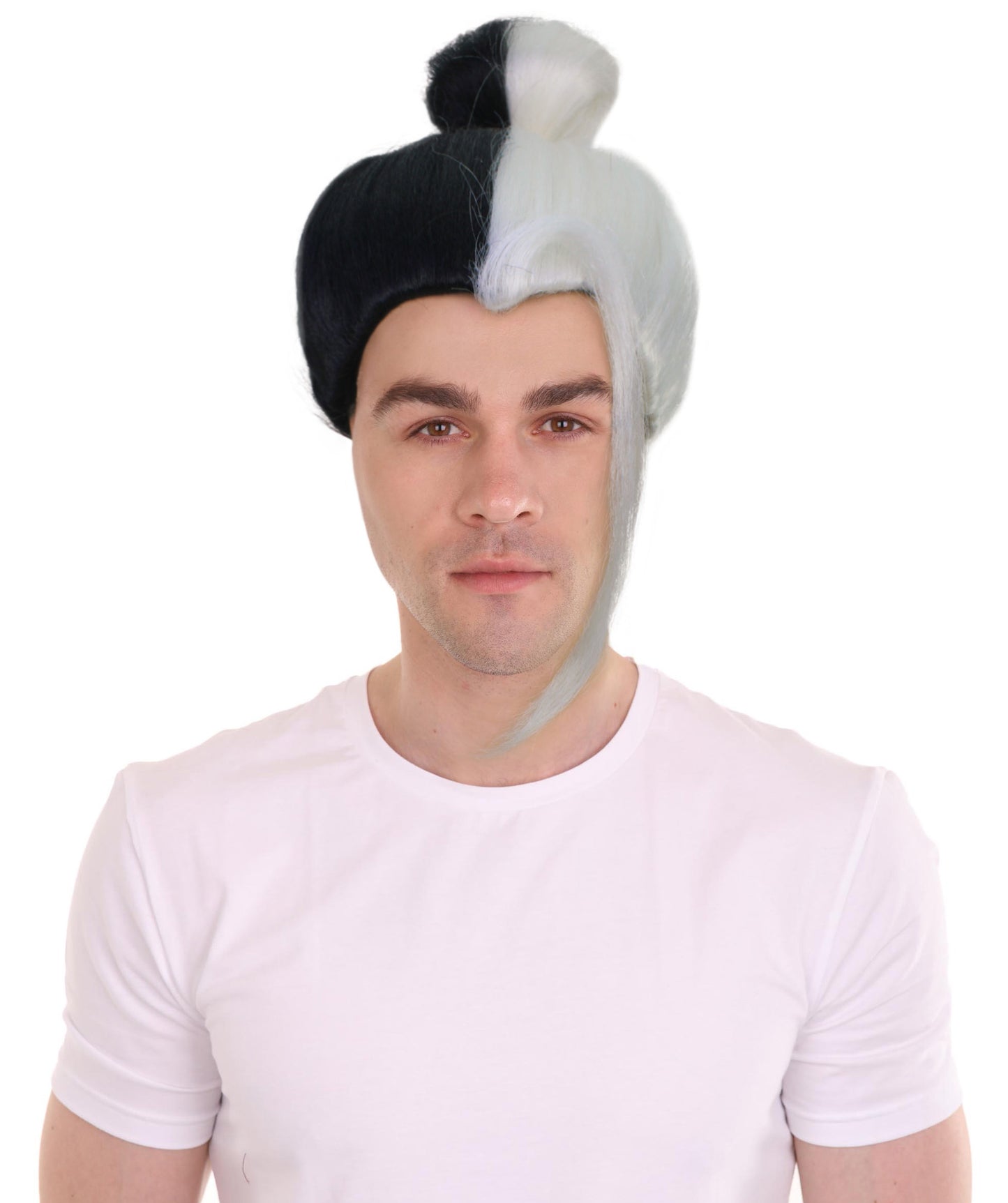 Men’s Striking Multiple Anime Villain Wig With A Bun I Best for Halloween I Flame-retardant Synthetic Fiber