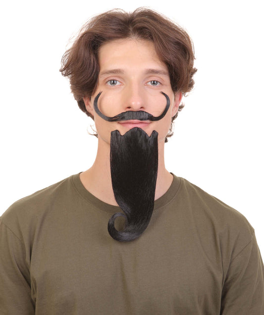 Men's Black Fake Mustache and Beard