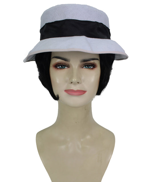 Short Black Wig with Hat