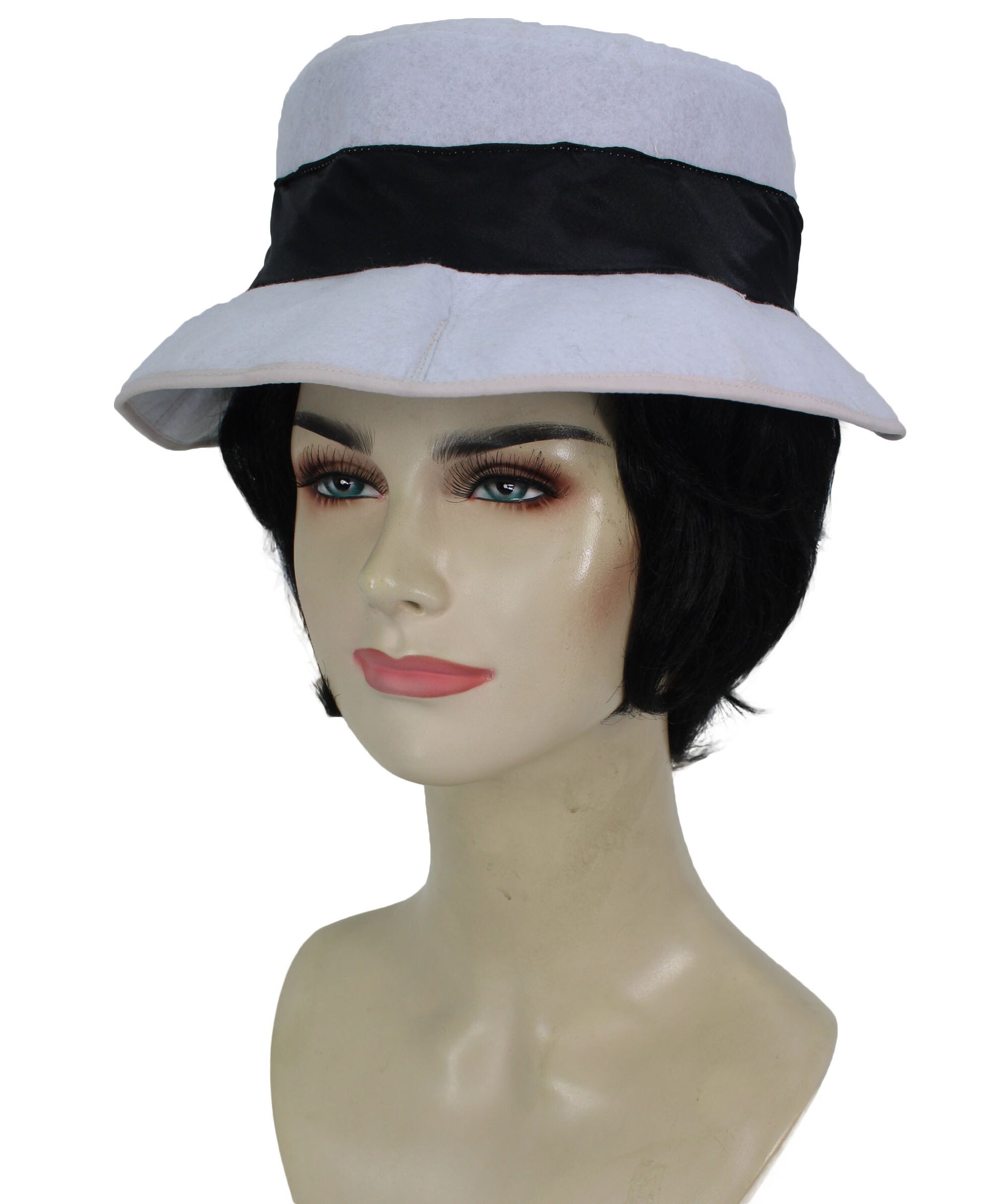 Short Black Wig with Hat