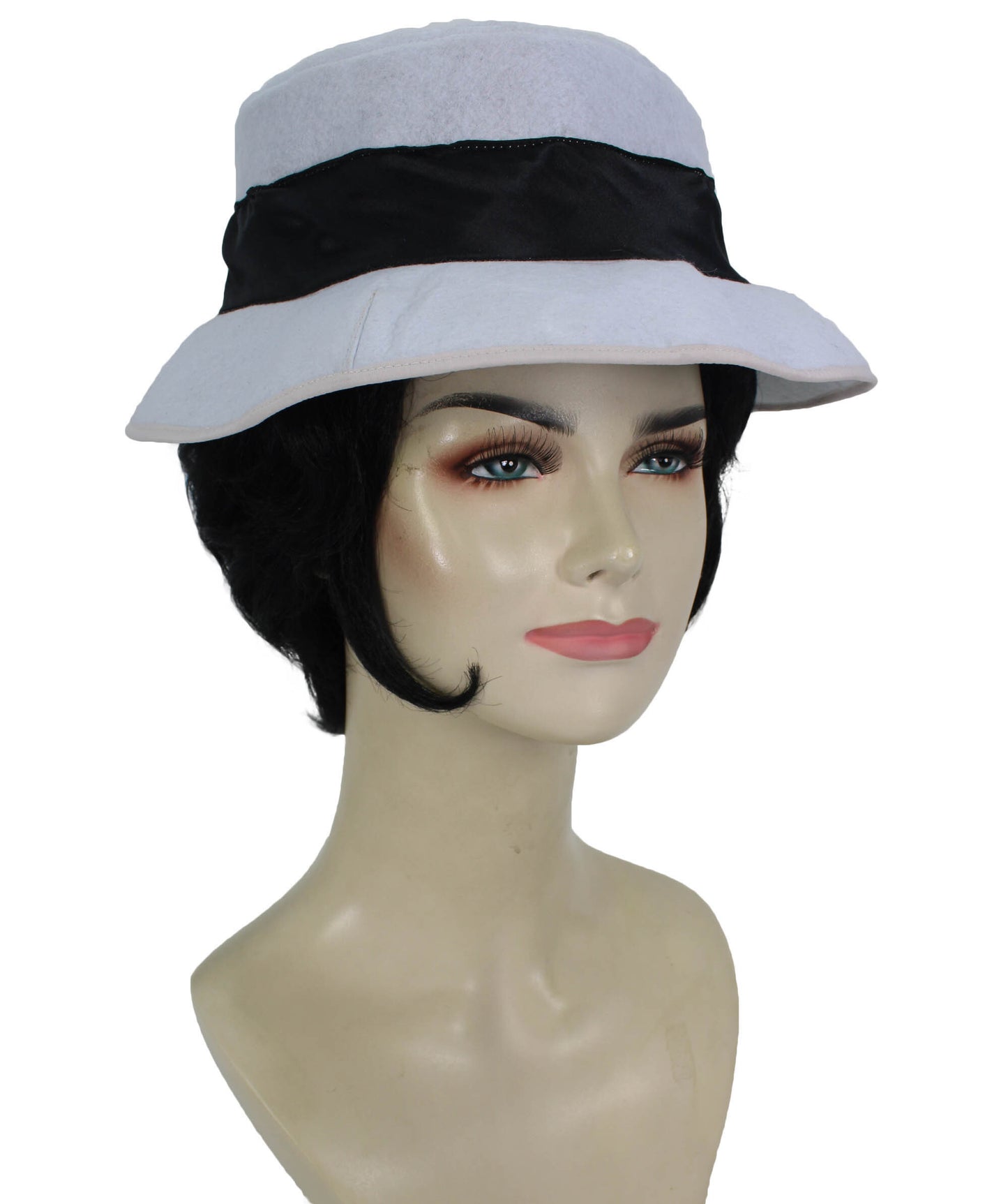 Short Black Wig with Hat