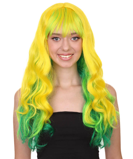  Yellow & Green Carnival Wig