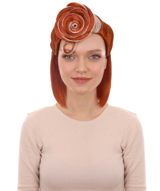 HPO Women's French Canadian Brown Lady Drag Queen Wig, Perfect for Halloween, Flame-retardant Synthetic Fiber