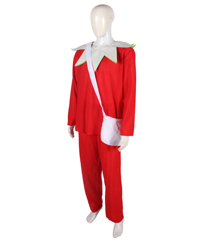 Spread Holiday Cheer with the Adult Men's Santa's Sidekick Costume - A Festive Red Outfit with an Accommodating Gift Bag, Cozy Hand Gloves, and a Classic Pointy Hat