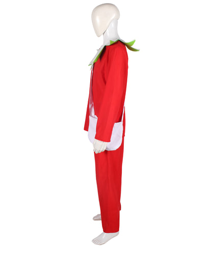 Spread Holiday Cheer with the Adult Men's Santa's Sidekick Costume - A Festive Red Outfit with an Accommodating Gift Bag, Cozy Hand Gloves, and a Classic Pointy Hat