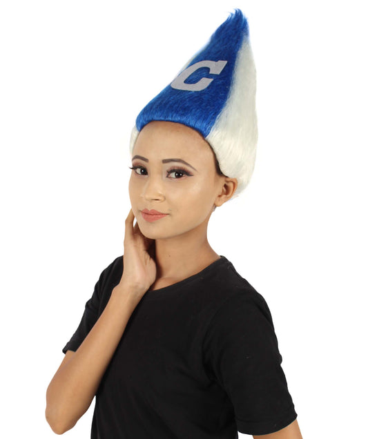 Pointy Troll White and Blue Wig