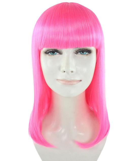 Mid-Length Neon Pink Wig