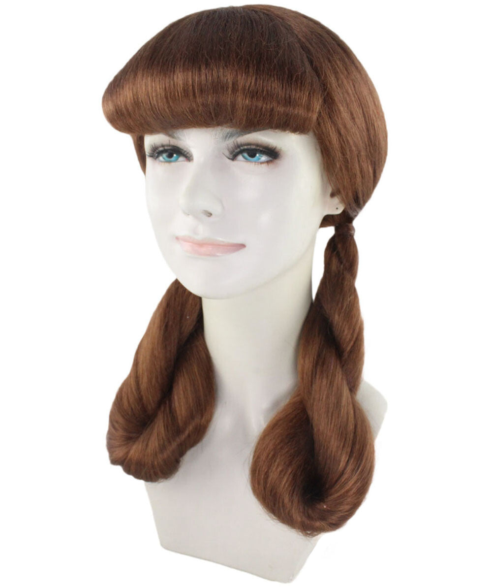 Women's Candy Wig | Brown Color | Perfect for Halloween | Flame-retardant Synthetic Fiber