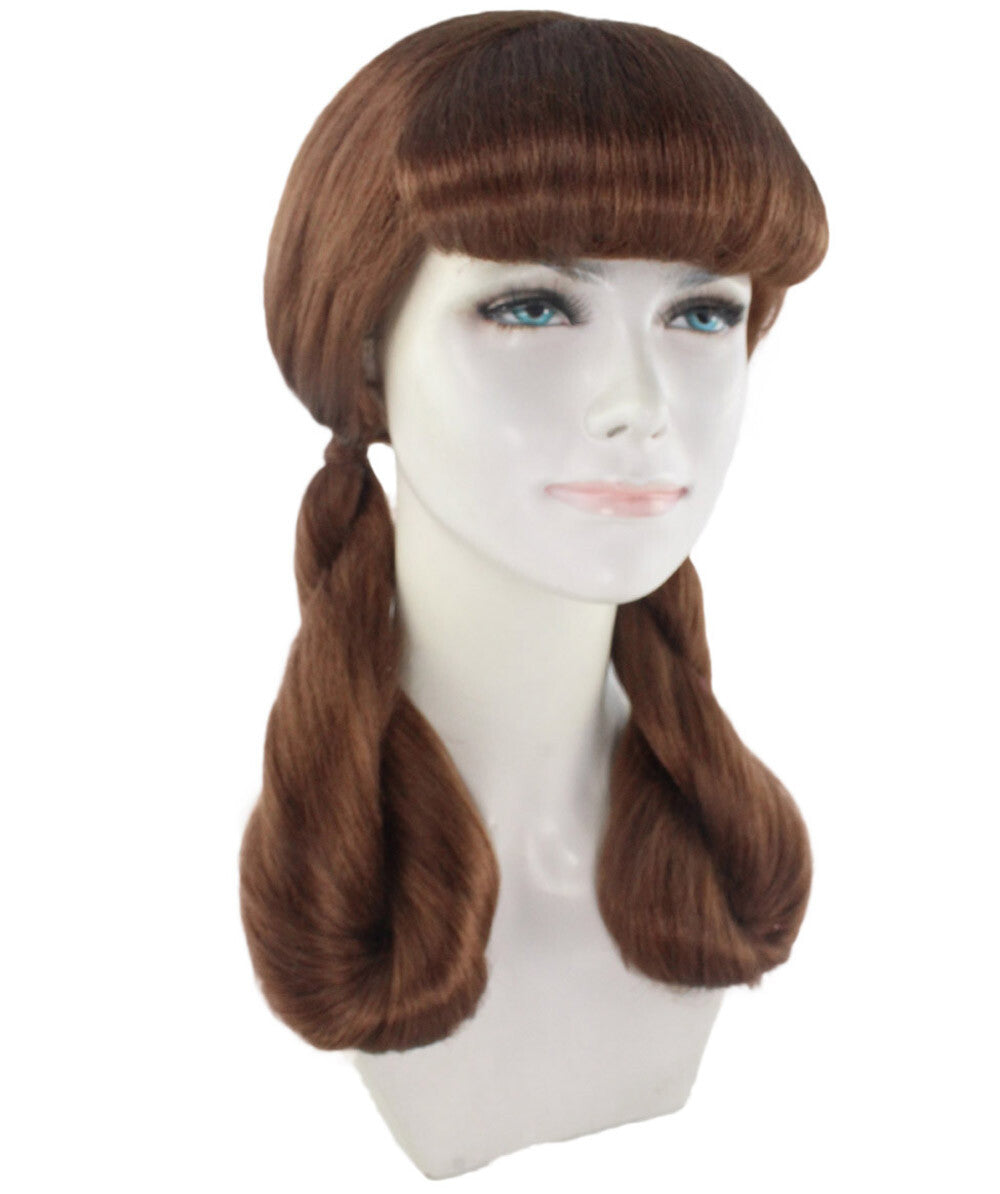 Women's Candy Wig | Brown Color | Perfect for Halloween | Flame-retardant Synthetic Fiber