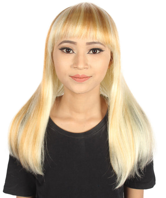 Women's Golden & Blonde Long Bob Wig