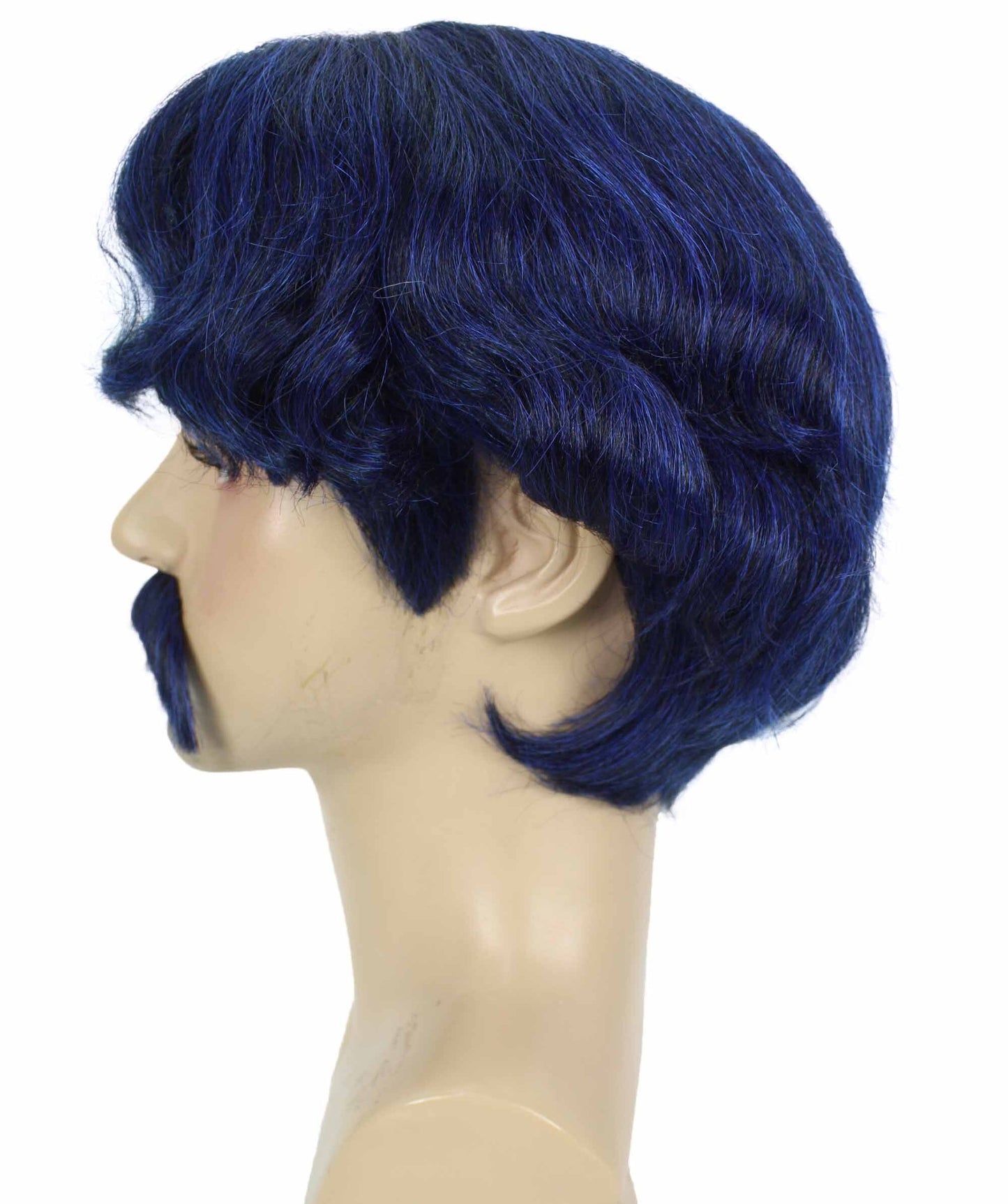 Men's Dark Blue Anime Short Haired Wig | Perfect for Halloween | Flame retardant Synthetic Fiber