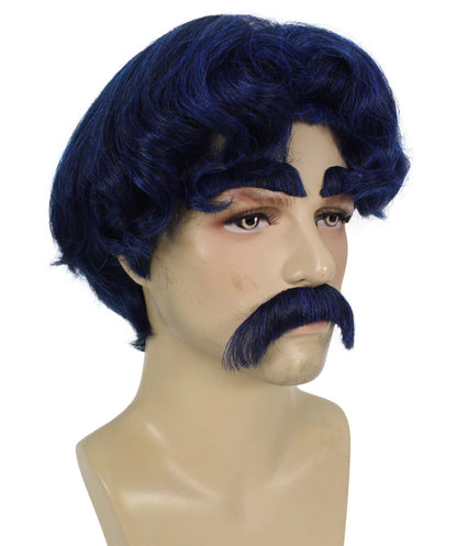 Men's Dark Blue Anime Short Haired Wig | Perfect for Halloween | Flame retardant Synthetic Fiber