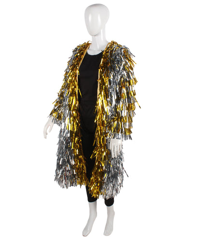 HPO Women's Gold & Glitter Thin Tinsel Trenchcoat, Perfect for Halloween