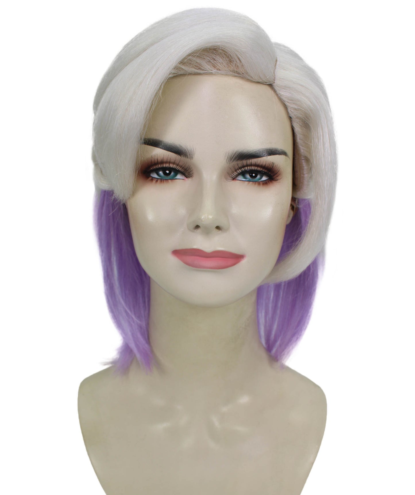 HPO Women's Blonde Purple Anime Wig | Perfect for Halloween | Flame-retardant Synthetic Fiber