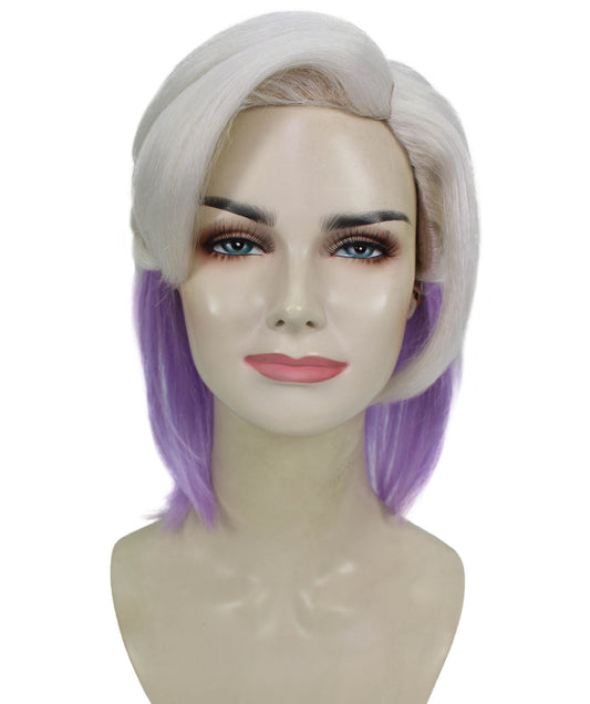 HPO Women's Blonde Purple Anime Wig | Perfect for Halloween | Flame-retardant Synthetic Fiber