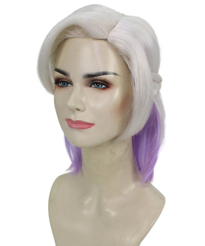 HPO Women's Blonde Purple Anime Wig | Perfect for Halloween | Flame-retardant Synthetic Fiber