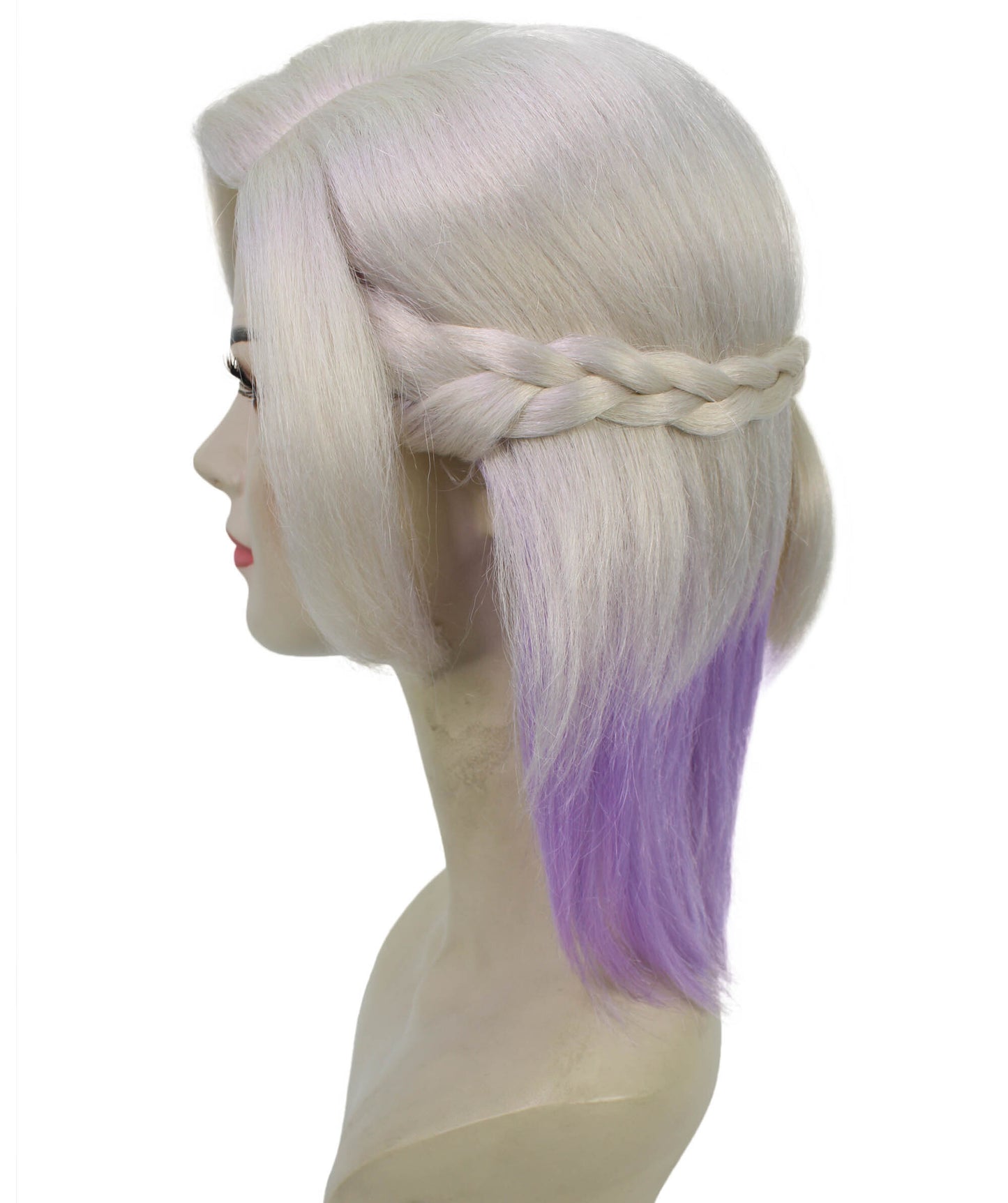 HPO Women's Blonde Purple Anime Wig | Perfect for Halloween | Flame-retardant Synthetic Fiber