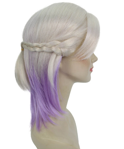 HPO Women's Blonde Purple Anime Wig | Perfect for Halloween | Flame-retardant Synthetic Fiber