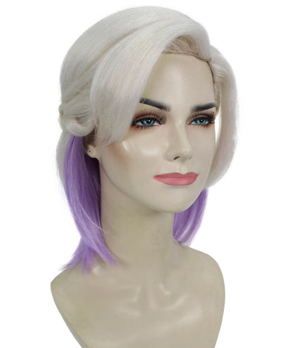 HPO Women's Blonde Purple Anime Wig | Perfect for Halloween | Flame-retardant Synthetic Fiber