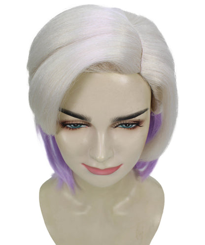 HPO Women's Blonde Purple Anime Wig | Perfect for Halloween | Flame-retardant Synthetic Fiber