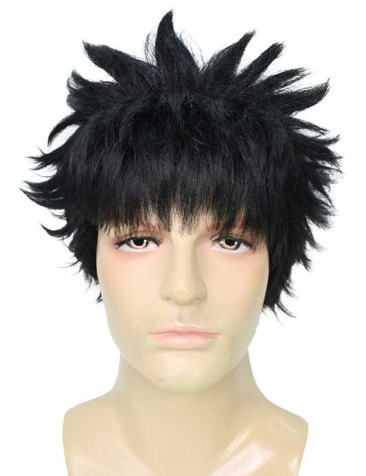 Men's Short Black Spiky Wig